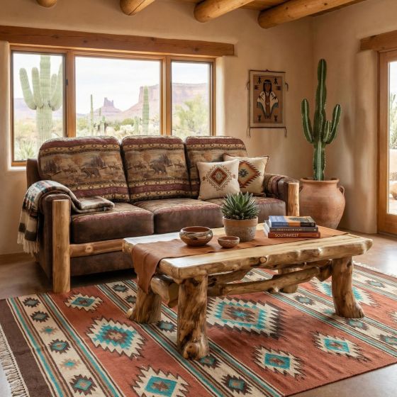 Aspen Coffee Table: Some lifestyle images are created with AI for visualization purposes. Crafted from natural solid wood, each piece is unique and will vary.