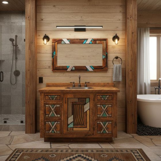 Real Wood Vanity: Some lifestyle images are created with AI for visualization purposes. Crafted from natural solid wood, each piece is unique and will vary.