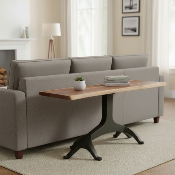 Modern Sofa Table: Some lifestyle images are created with AI for visualization purposes. Crafted from natural solid wood, each piece is unique and will vary.