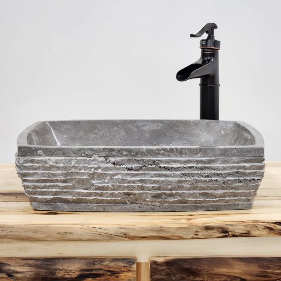 Stony Ridge Stone Sink - Gray - Optional Waterfall Faucet