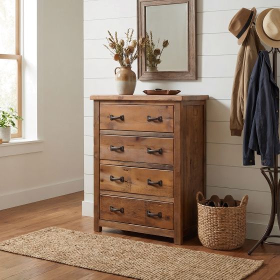 Chest of Drawers: Some lifestyle images are created with AI for visualization purposes. Crafted from natural solid wood, each piece is unique and will vary.