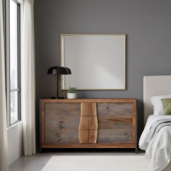 Contemporary Dresser: Some lifestyle images are created with AI for visualization purposes. Crafted from natural solid wood, each piece is unique and will vary.
