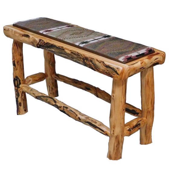 Beartooth Aspen Upholstered Log Pub Benches-48Inch-Gnarly-AST