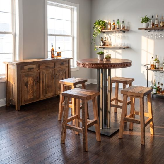 Placa 4-Leg Hammered Copper Pub Tables