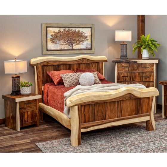 Live Edge Golden Walnut Panel Bed