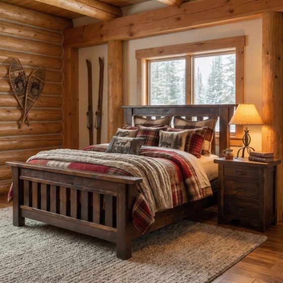 Rustic Spindle Bed: Some lifestyle images are created with AI for visualization purposes. Crafted from natural solid wood, each piece is unique and will vary.