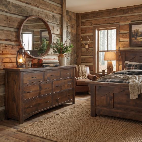Rustic Dresser: Some lifestyle images are created with AI for visualization purposes. Crafted from natural solid wood, each piece is unique and will vary.