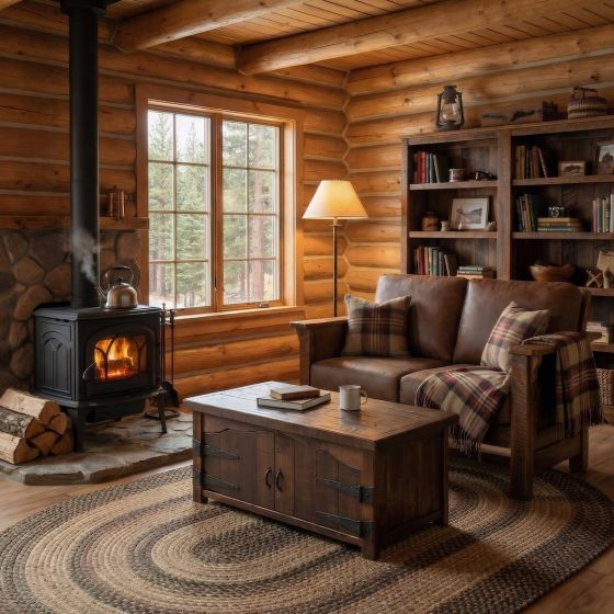Rustic Coffee Table: Some lifestyle images are created with AI for visualization purposes. Crafted from natural solid wood, each piece is unique and will vary.