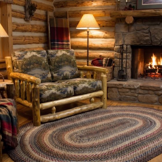 Log Loveseat: Some lifestyle images are created with AI for visualization purposes. Crafted from natural solid wood, each piece is unique and will vary.