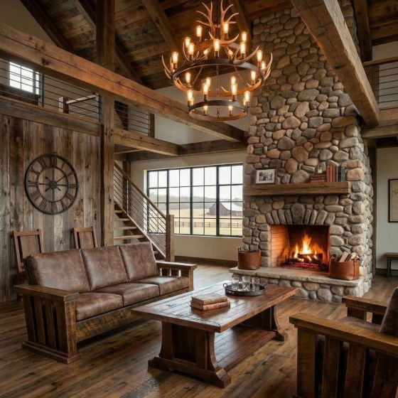 Barnwood Coffee Table: Some lifestyle images are created with AI for visualization purposes. Crafted from natural solid wood, each piece is unique and will vary.