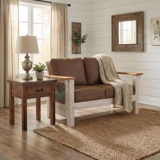End Table: Some lifestyle images are created with AI for visualization purposes. Crafted from natural solid wood, each piece is unique and will vary.