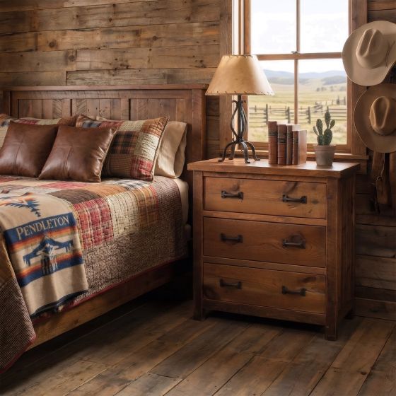 Rustic Chest of Drawers: Some lifestyle images are created with AI for visualization purposes. Crafted from natural solid wood, each piece is unique and will vary.