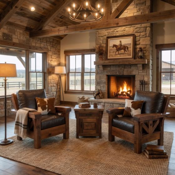 Barn Wood End Table: Some lifestyle images are created with AI for visualization purposes. Crafted from natural solid wood, each piece is unique and will vary.