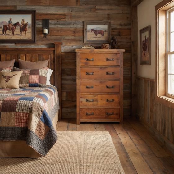 Rustic Barn Wood Chest: Some lifestyle images are created with AI for visualization purposes. Crafted from natural solid wood, each piece is unique and will vary.