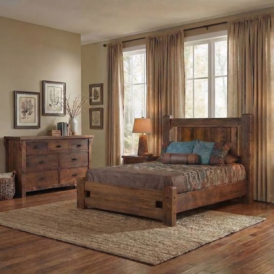 Barn Wood Bed: Some lifestyle images are created with AI for visualization purposes. Crafted from natural solid wood, each piece is unique and will vary.