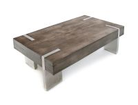 Antique Distressed Mahogany in Gray with Polished Stainless Steel Legs