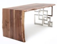 Live Edge Desk - Black Walnut - Waterfall - Natural Clear