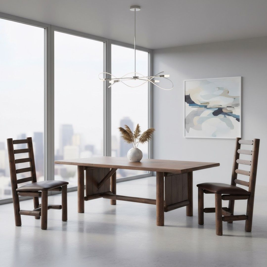 Cedar Valley Ladderback Dining Chair with Chocolate Leather Seat
