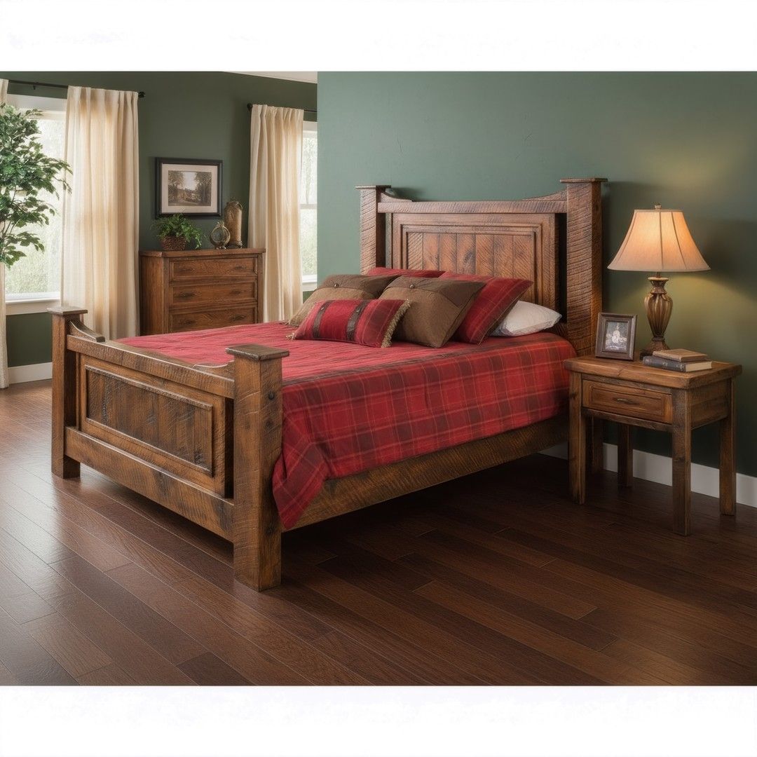Rustic Rough Sawn Pine Bed