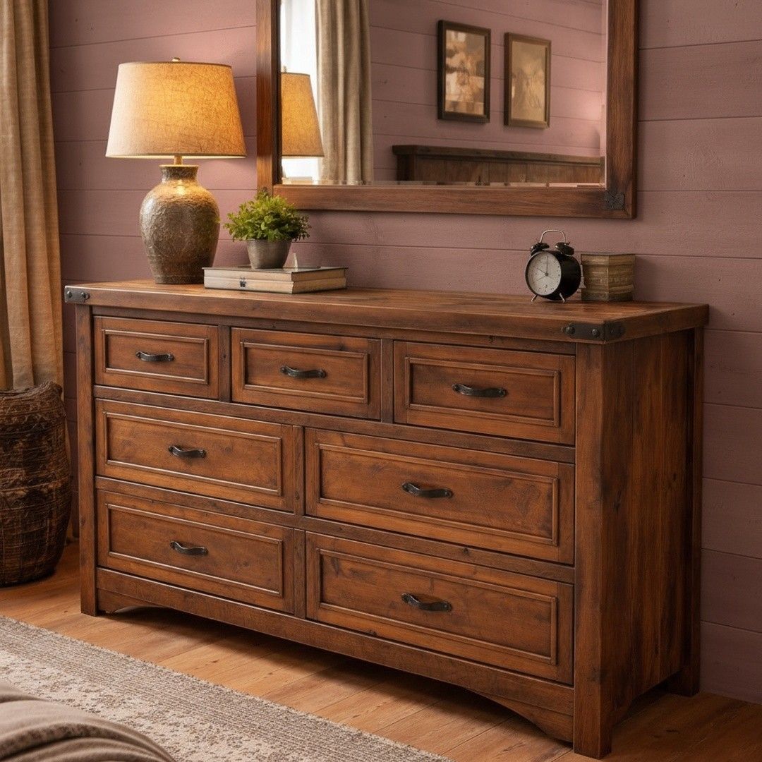 Timber Haven 7 Drawer Barnwood Dresser