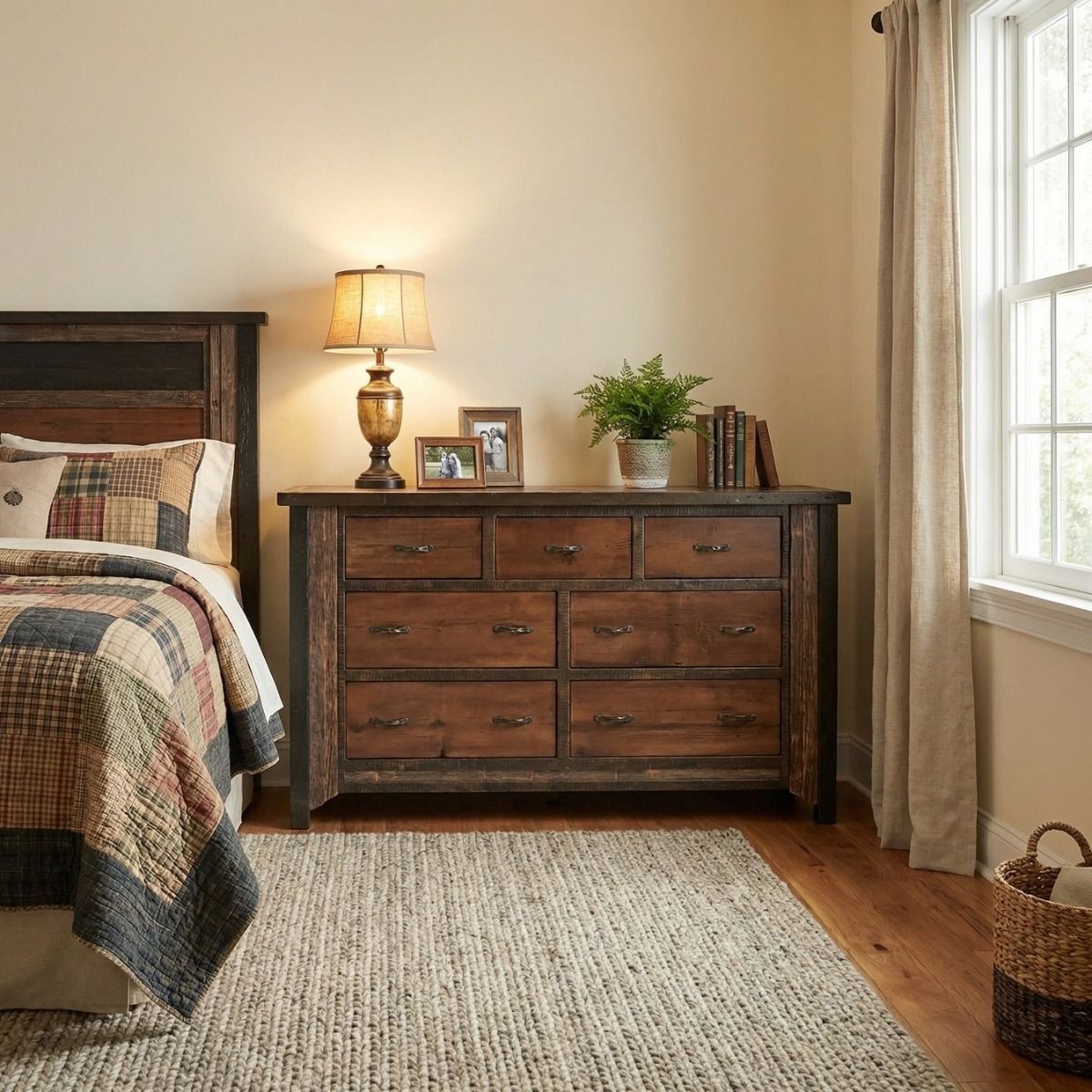 Western Woods Rustic 7 Drawer Barn Wood Dresser