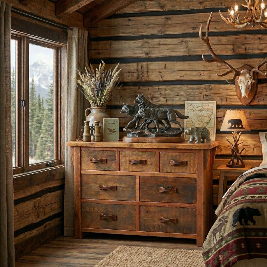 rustic brown dresser for bedroom Stony Brook Reclaimed 7 Drawer light brown wood dresser