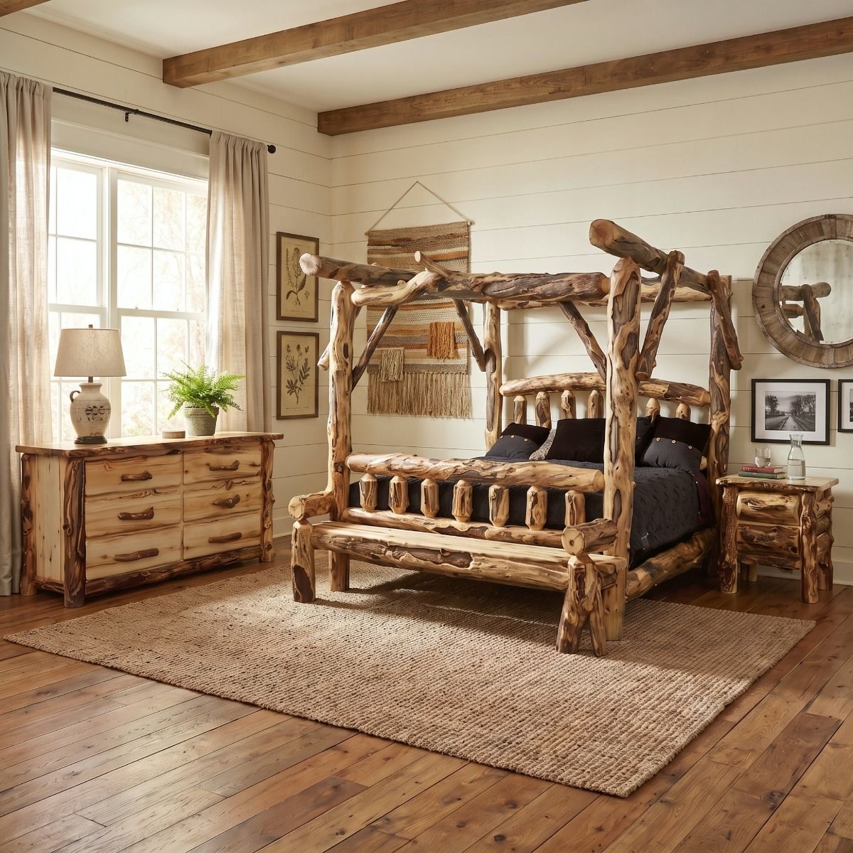 【NANA】アスペン広葉樹マット　Aspen Bed Log Canopy Bed