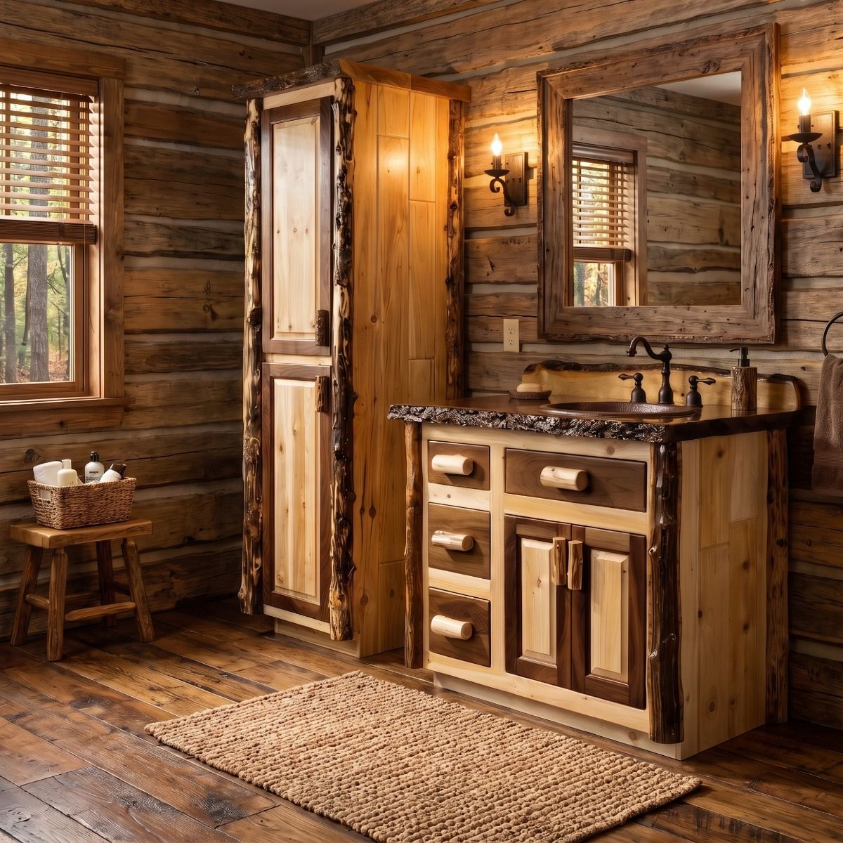 Black Walnut and Cedar Rustic Linen Closet