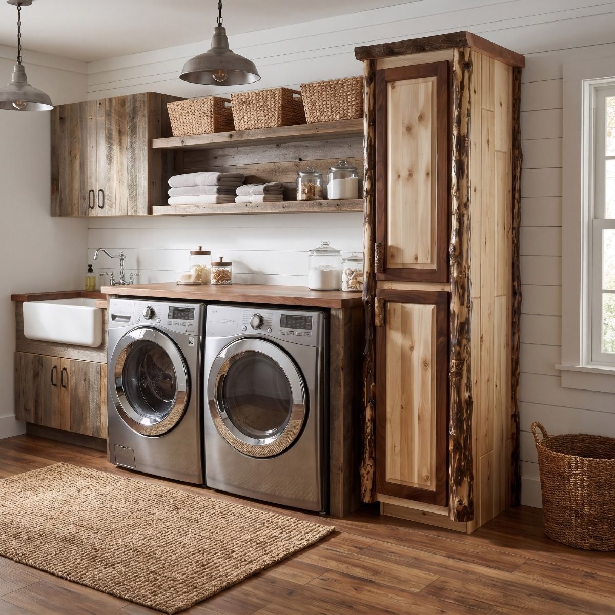 Black Walnut and Cedar Rustic Linen Closet