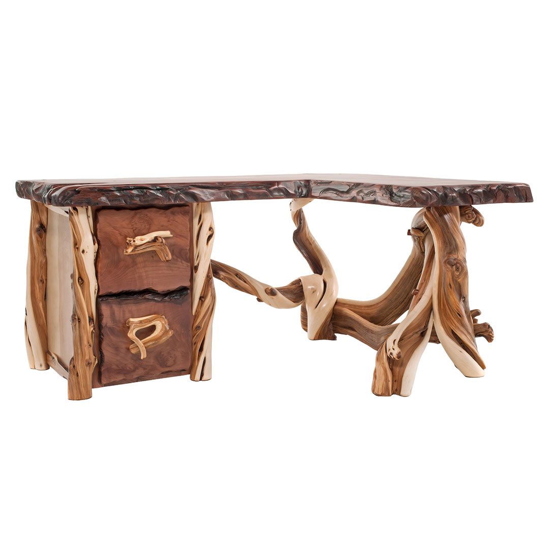 Rustic Live Edge Redwood & Juniper Desk