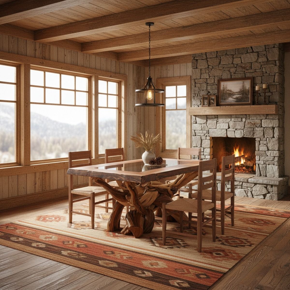 Rustic Redwood Dining Table