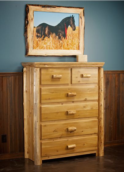 CEDAR LAKE CABIN 6 DRAWER LOG HIGH BOY CHEST