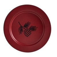 Rustic Pinecone Red Enamel Salad Plate