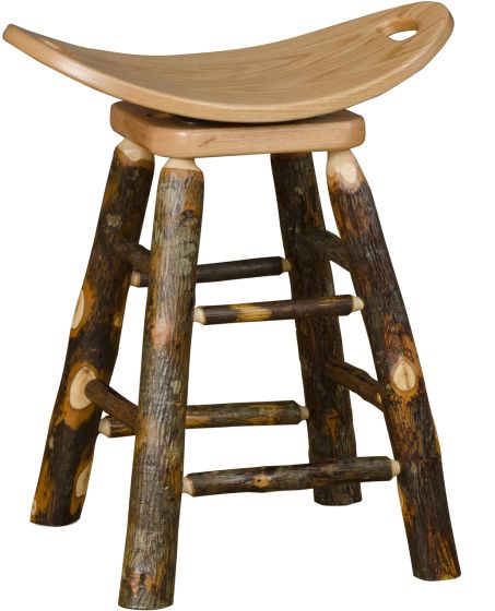 Hickory Log Swivel Saddle Stool