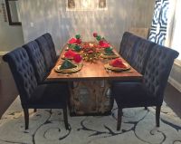 Twisted Trails Natural Wood Teak Root Dining Table - Live Edge Black Walnut Table Top - Natural Clear Table Top Finish