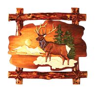 Exquisite Elk Rustic Wood Art