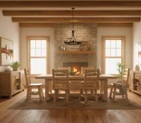 Log Cabin Wooden Dining Chair: Some lifestyle images are created with AI for visualization purposes. Crafted from natural solid wood, each piece is unique and will vary.
