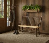 Hickory Oak Bench: Some lifestyle images are created with AI for visualization purposes. Crafted from natural solid wood, each piece is unique and will vary.