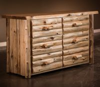 Cedar Lake Logger 6 Drawer Log Dresser--Clear finish