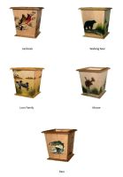 Rustic Solid Wood Trash Can