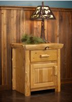 Cedar Lake Cabin Enclosed Nightstand--Left hinge, Flat drawer fronts, Honey finish