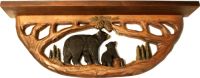 Black Bear Family Rustic Wood Shelf