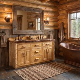 Cedar Lake Solid Wood Rustic Log Vanity 48