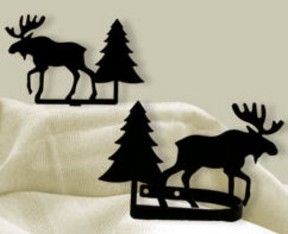 Wrought Iron Moose & Tree Curtain Tie Backs