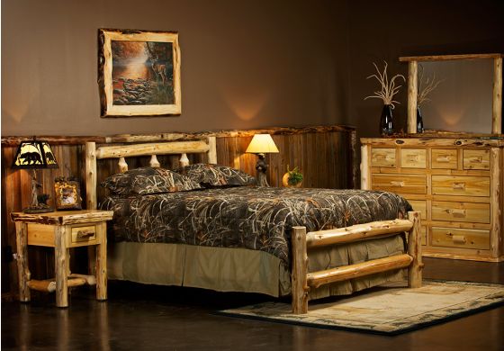 Cedar Lake Simple Log Bed -Clear finish