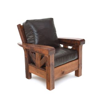 Windy Stables Timber Frame Chair - Stationary Lounge - Hampton Molasses Genuine Leather Cushions