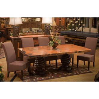 Rustic Hammered Copper Twisted Pedestal Dining Table