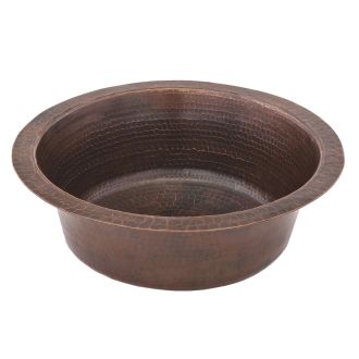 14" Round Oil Rubbed Bronze Hammered Copper Bar & Prep Sink - 2" Drain