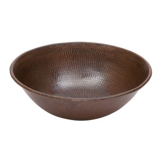 15" Round Wired Rim Oil Rubbed Bronze Hammered Copper Vessel Sink