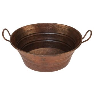 16" Oval Bucket Oil Rubbed Bronze Hammered Copper Vessel Sink